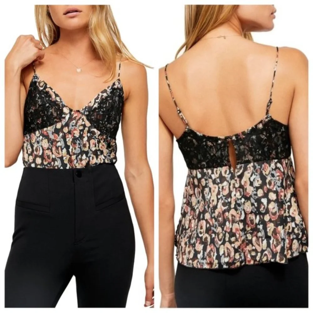 NWT Free People Little Dreams Printed Lace Camisole